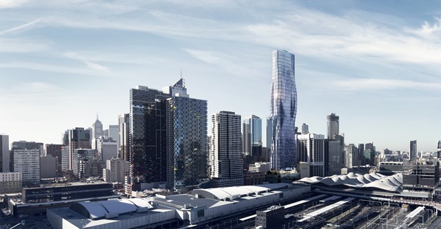 A rendition of the Premier Tower, under development in Melbourne, courtesy Elenberg Fraser.