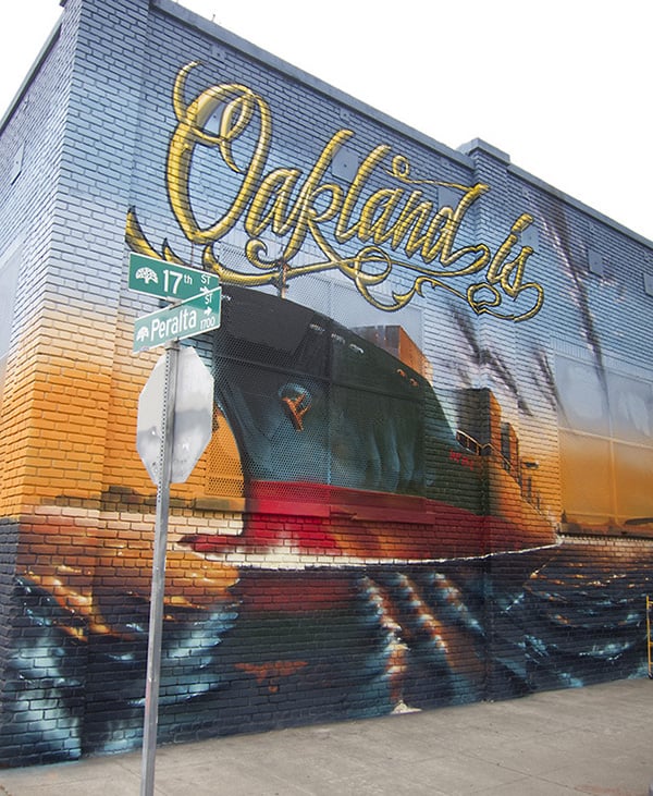 One of the "Oakland Is" murals created by graffiti artists Norman "Vogue" Chuck and Mike "Bam" Tyau. Photo: Oaktown Art.