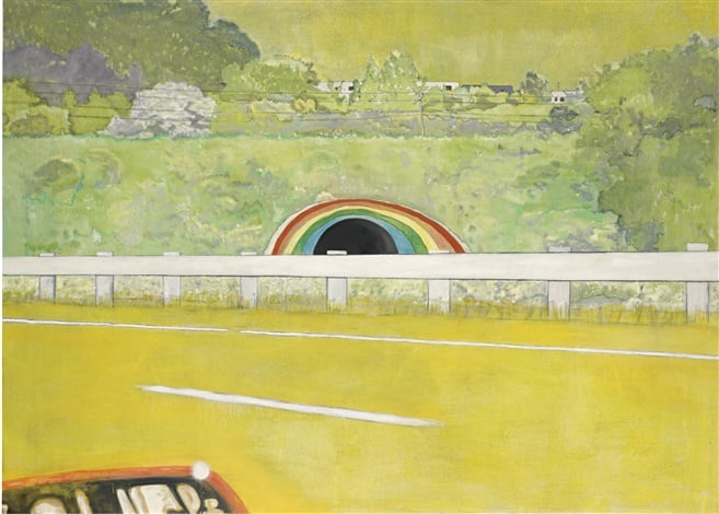 Peter Doig, <i>Country-rock (Wing-mirror)</i> (1999). Courtesy Sotheby's.
