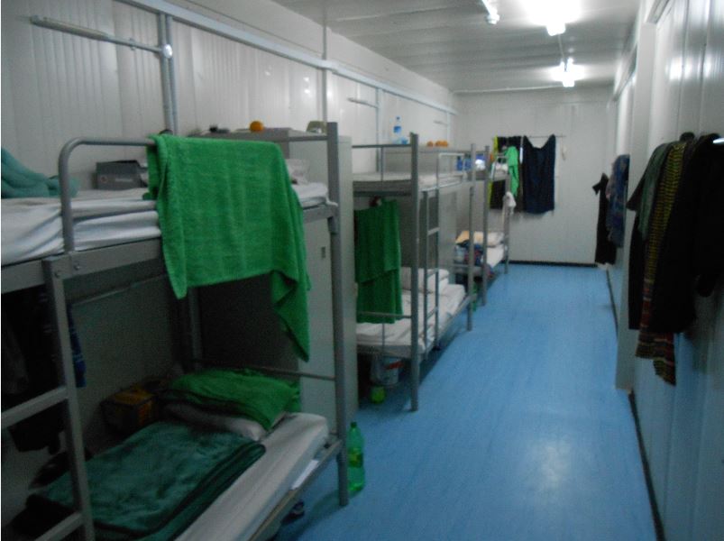 A room at Saadiyat Viillage with six beds for workers. Image: Courtesy Gulf Labor.