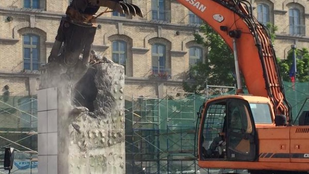 The demolition taking place Photo: via CBC News