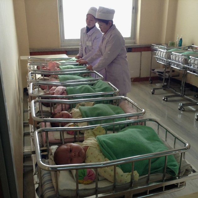 David Guttenfelder, North Korean babies rest in a row of cribs at the #Pyongyang Maternity Hospital (2013). Photo: David Guttenfelder, via Instagram, courtesy AP Photo.