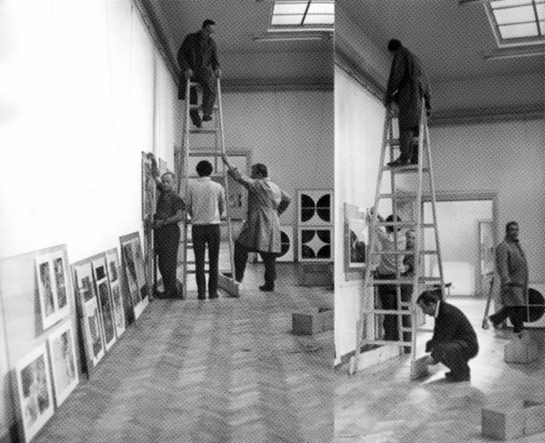 Giles Round, Documentation from the installation of the International Biennial of Graphic Art, Ljubljana, 1969<br>Photo: Courtesy Moderna Galerija, Ljubljana