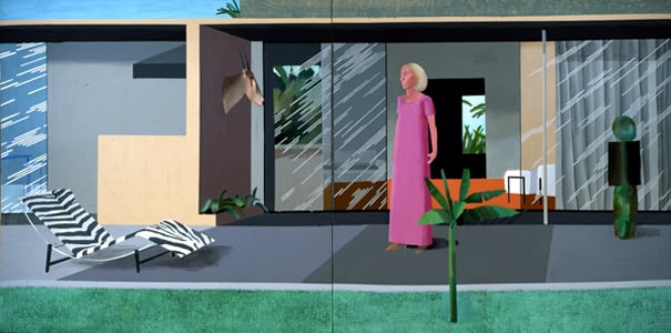 DAVID HOCKNEY "BEVERLY HILLS HOUSEWIFE" ACRYLIC ON 2 CANVASS 72 X144"