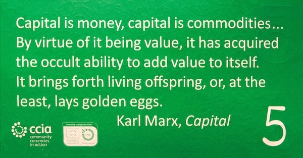 Deller's design includes a quote from Karl Marx's seminal book Das Kapital Photo: Brixton Pound