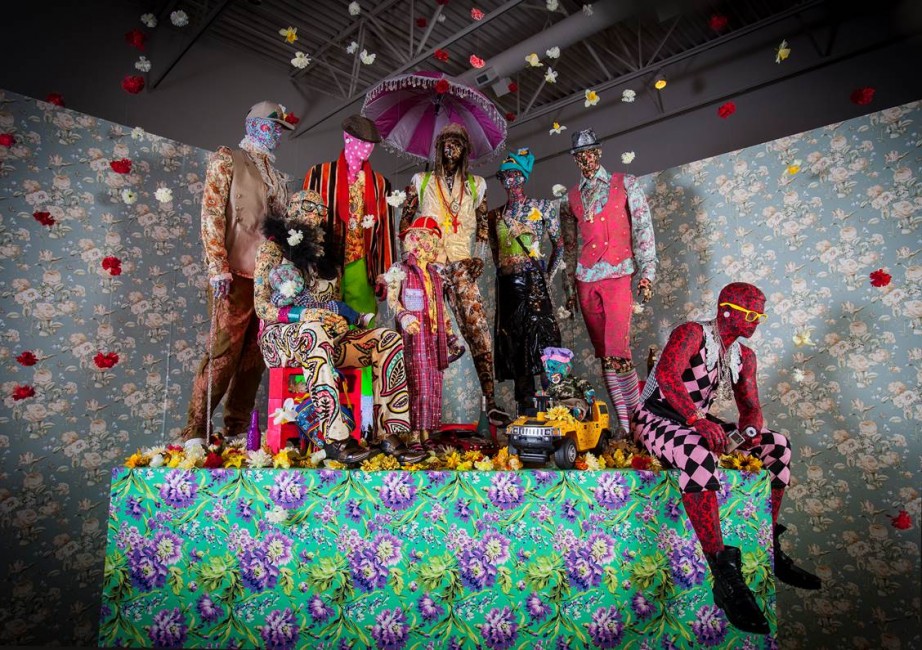 Ebony G. Patterson. Swag Swag Krew (from the Out and Bad series). Installation view, John Michael Kohler Arts Center (2011–14). Image: Courtesy of the artist and Monique Meloche Gallery, IL Photo: John Michael Kohler Arts Center.