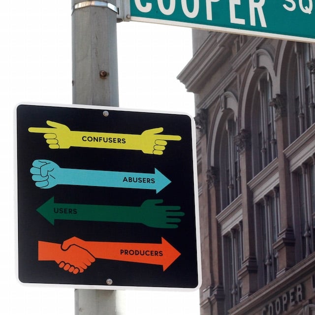 One of Steve Powers' signs for the NYC Department of Transportation. Photo via Vice's Creators Project.