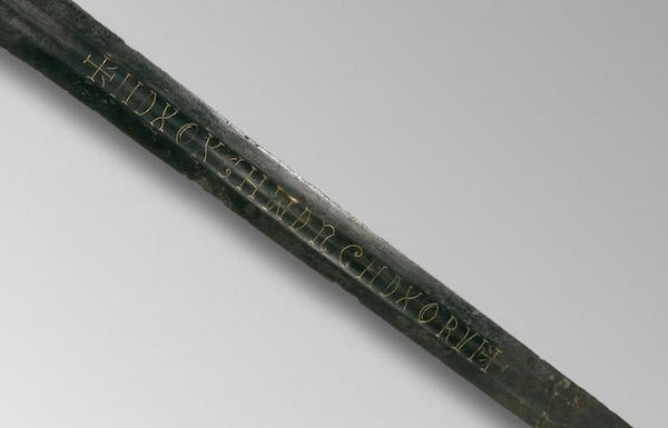 Experts aren't sure what the sword's mysterious inscription means. Photo: British Library via CNET