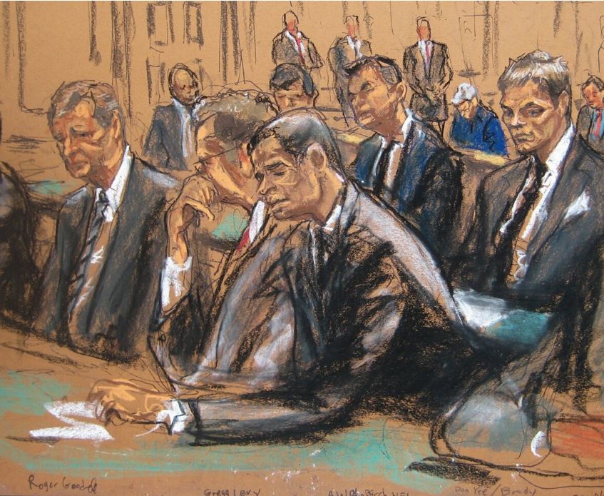 The offending courtroom sketch. Photo: Jane Rosenberg/New York Times.