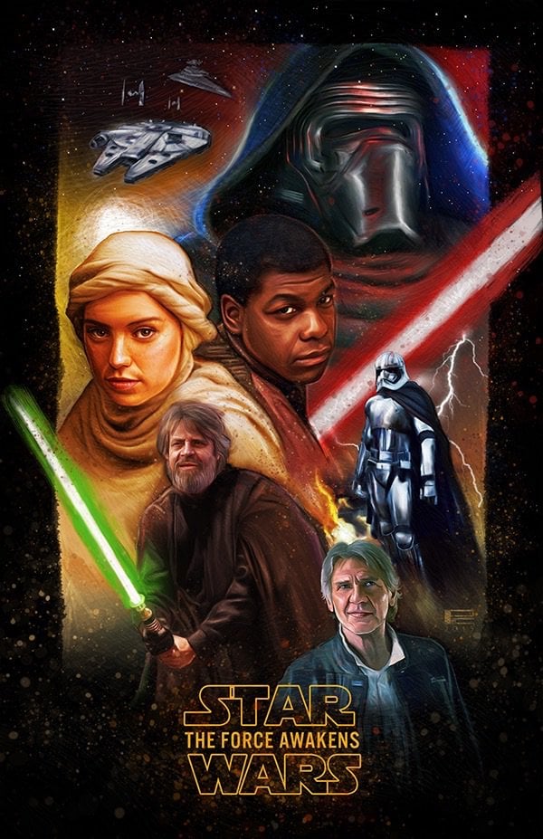 An Art Awakens fan art submission based on the poster for the new Star Wars: The Force Awakens. Courtesy of Lucasfilm.