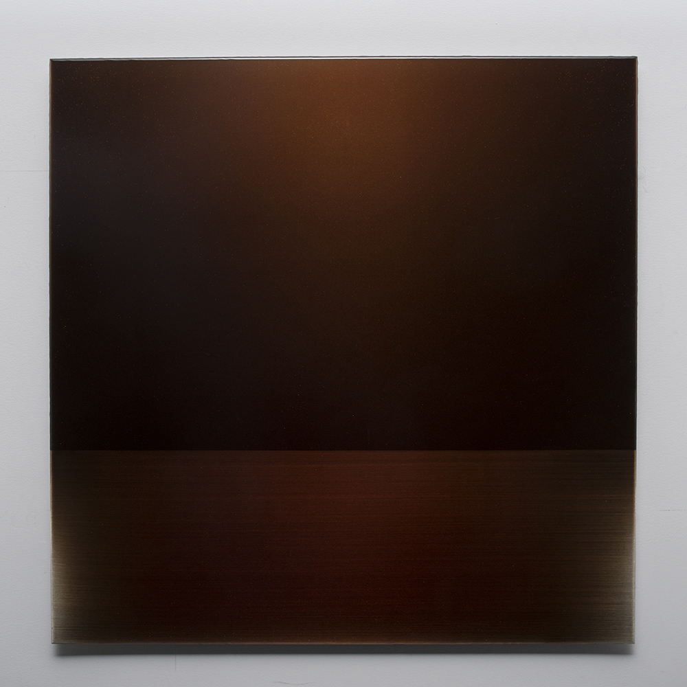 Miya Ando, Dark Topaz (2015). Pigment, dye, urethane, resin. 36 x 36 in.