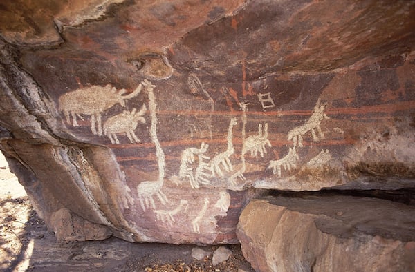 The cave paintings are threatened by the elements. Photo: Bradshaw Foundation