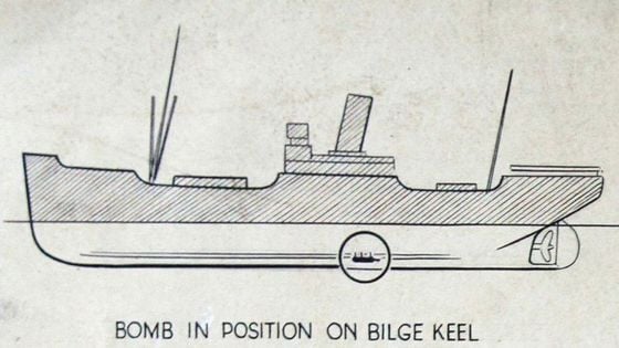 One of Lawrence Fish's technical drawings of a German sabotage device. Photo: Lawrence Fish.