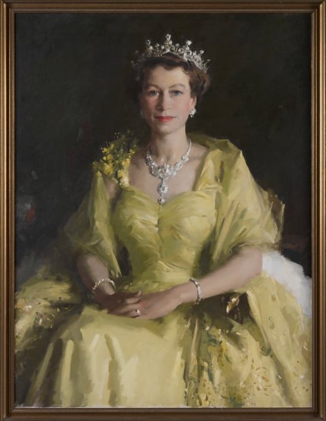 Orb & Sceptre Canvas Wall Art Queen Elizabeth II Coronation Portrait Wih Crown 