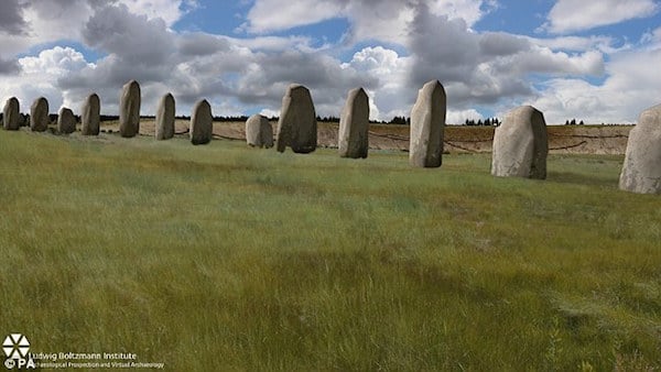 An artist impression of the newly discovered Durrington Walls henge. Image courtesy of the Ludwig Boltzmann Institute.