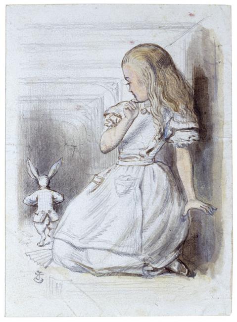 John Tenniel, <em>The Rabbit Scurried Away into the Darkness</em>(1864–65).  Photo: Private Collection, © Christie's Photo/Bridgeman Images.