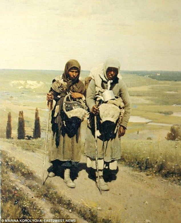 Ilya Repin's 1878 painting of pilgrims from the province of Kursk, from the Tretyakov State Gallery.