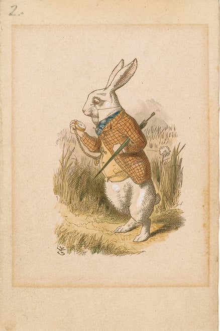 John Tenniel, a proof  featuring the White Rabbit. Photo: the Morgan Library & Museum, New York. 