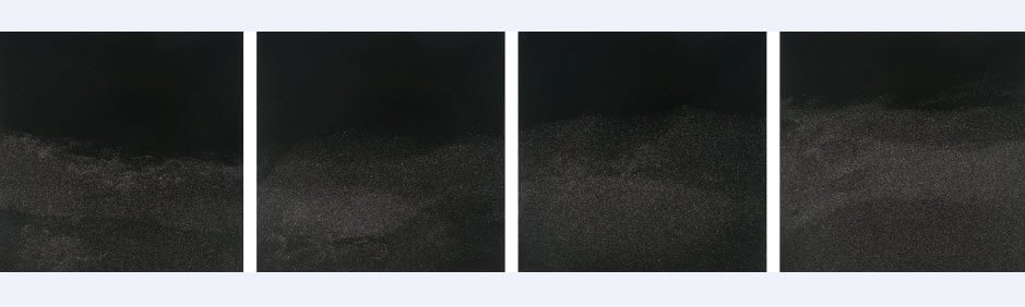 Miya Ando, Ama No Gawa (Milky Way or The River of Stars in Heaven) (2015). Pigment, mineral dust, urethane, resin, aluminum. 24 x 96 in.