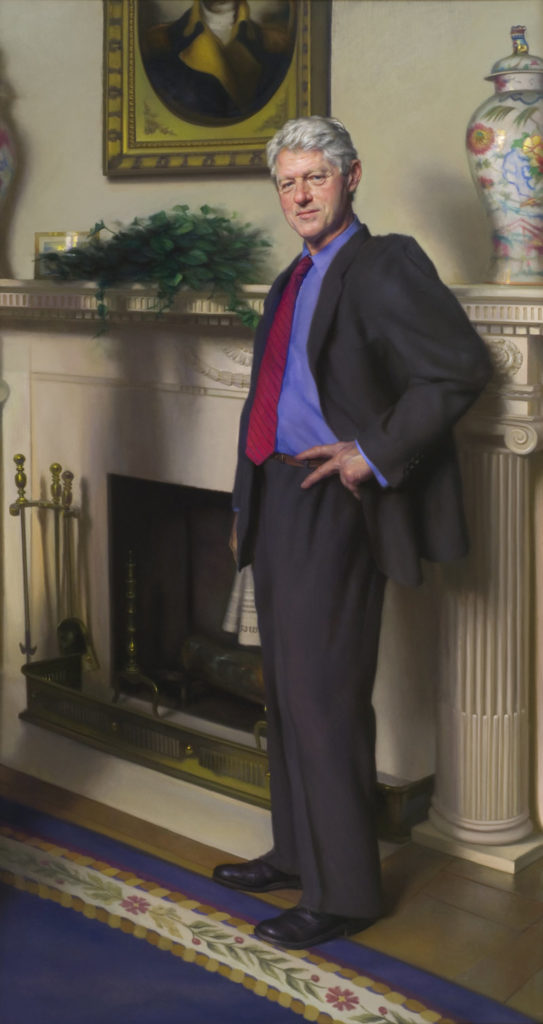Nelson Shanks's official portrait of Bill Clinton contains a secret Monica Lewinksy reference. Courtesy of the artist. 