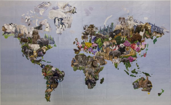 World Map, Artwork created for Imago Mundi by eighty artists from the embroidery department of the Mansudae Art Studio (Pyongyang, North Korea), under the direction of Ji Jong Yol, Jon Yong Bok, Kim Mi Ran. Photo: courtesy Imago Mundi