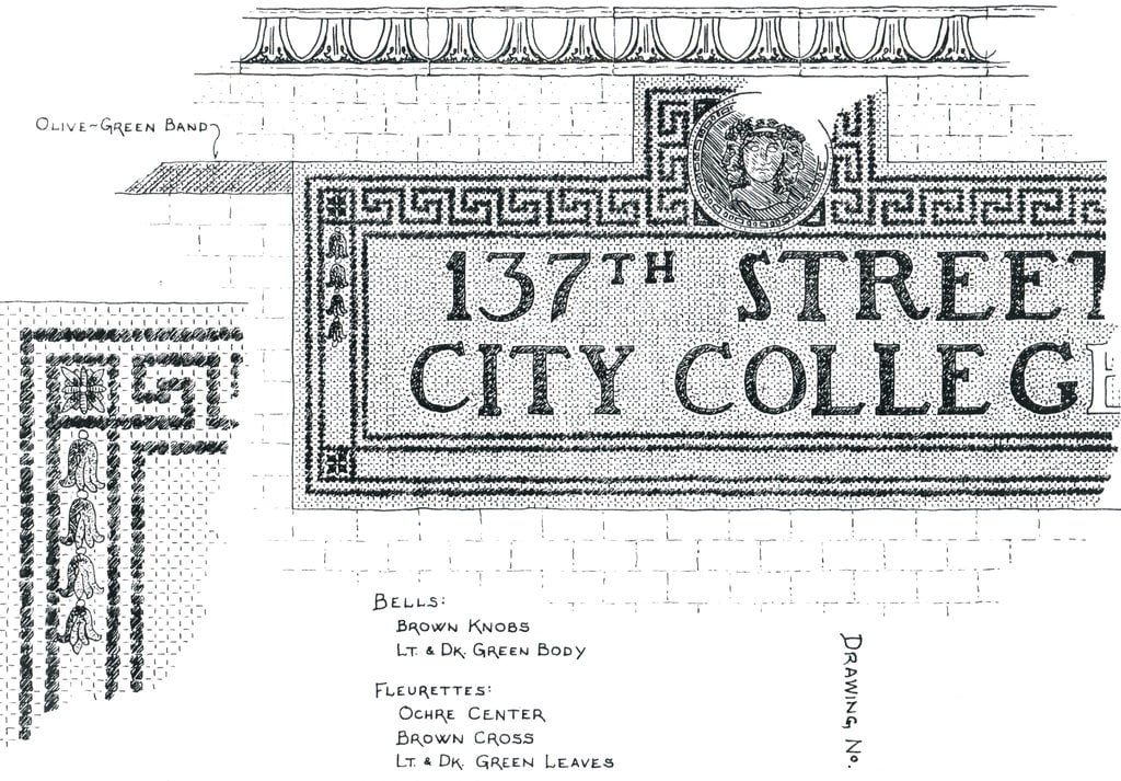 Philip Ashforth Coppola, drawing of the 137th Street-City College, Manhattan, station. Photo: Philip Ashforth Coppola.
