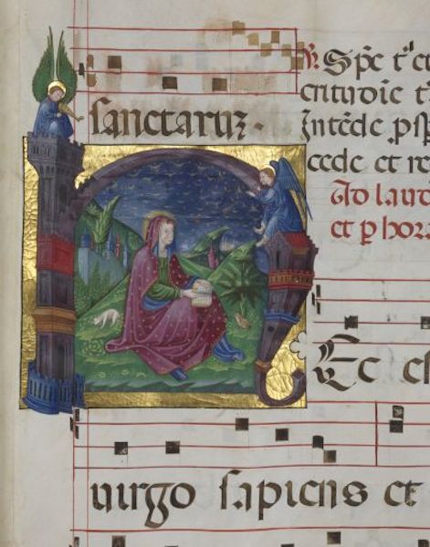 Master of the San Sisto Antiphonals  <i>Choir Book of San Sisto (Benedictine Use)</i> (1460-1480) <br> Photo: courtesy Frieze Masters 