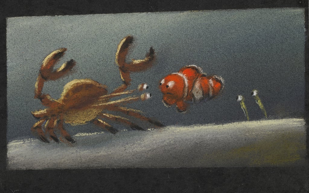 Ralph Eggleston, Sequence Pastel, Near Miss, Finding Nemo (2003), pastel on paper. Photo: courtesy Pixar Animation Studios.