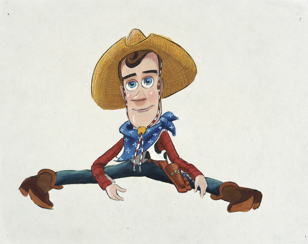 Bud Luckey and Ralph Eggleston, Concept Art, Early Woody, Toy Story (1995), mixed media on paper.  Photo: courtesy of Pixar Animation Studios. 