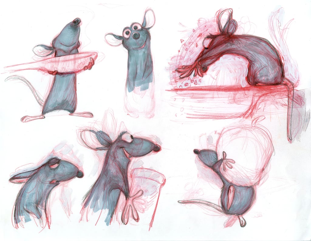 Bolhem Bouchiba, Concept Art, Animation Thumbnails, Ratatouille (2007), pencil, marker, and ink on paper. Photo: courtesy of Pixar Animation Studios.
