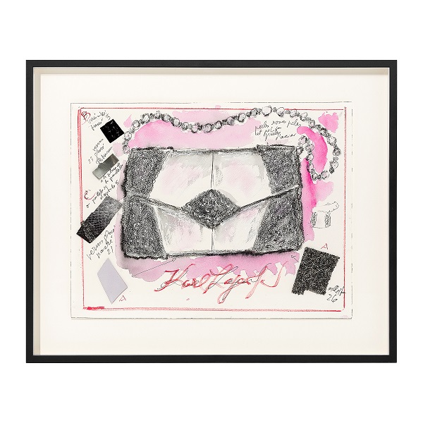 Karl Lagerfeld's sketch for "Le Spectre de la Rose" is up for auction alongside the finished bag. Photo: artnet