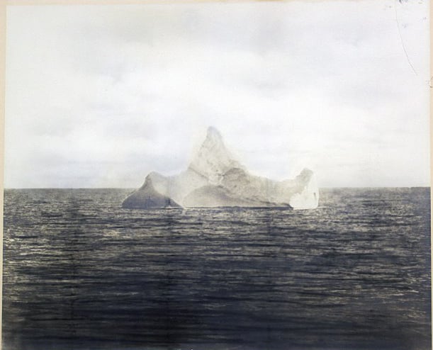 A photo of the iceberg that is believed to have sunk the <em>Titanic</em> survivor Molly Brown. Photo courtesy of Henry Aldridge & Sons.