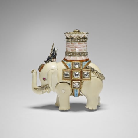 Peter Carl Fabergé, the elephant automaton from the Diamond Trellis egg (1892). Photo: Royal Collection Trust/© Her Majesty Queen Elizabeth II 2015.