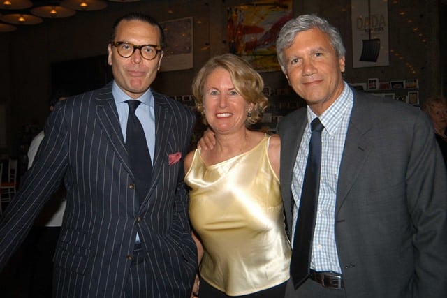 Andrew Fabricant, Leslie Feely, and Larry Gagosian.<br>Photo Patrick McMullan.