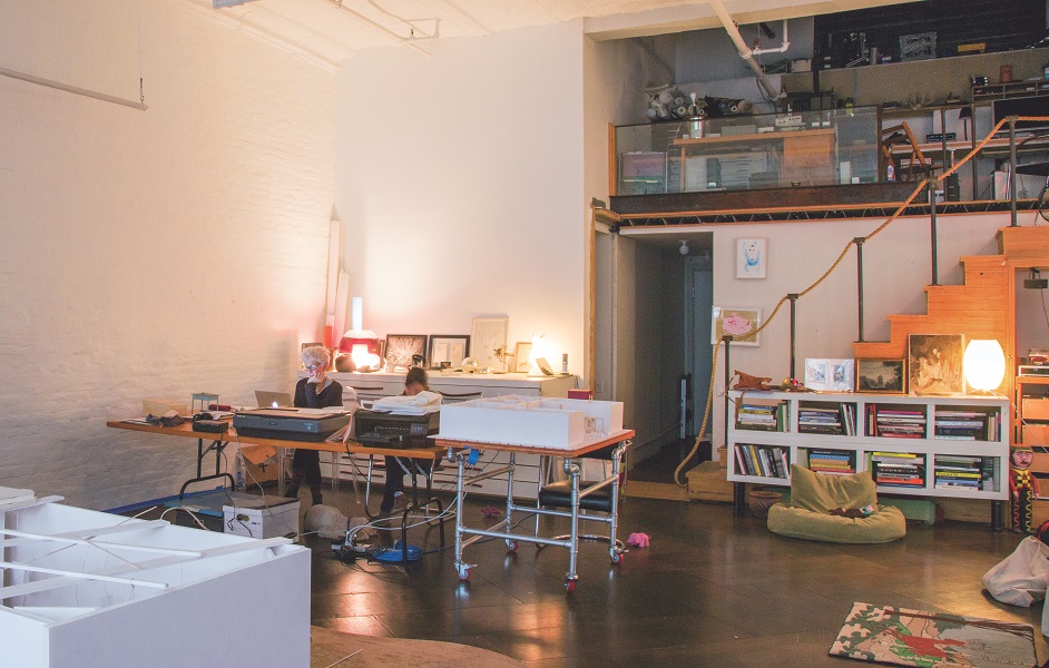 Joan Jonas in her workspace. 