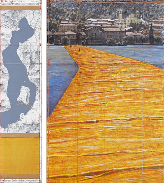 Drawing of Christo’s The Floating Piers (2014).<br>Photo: André Grossmann © 2014 Christo