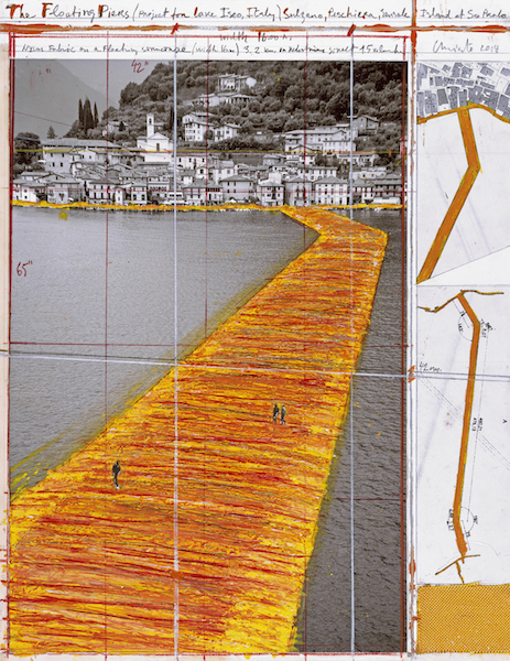 Drawing of Christo’s The Floating Piers (2014).<br>Photo: André Grossmann © 2014 Christo