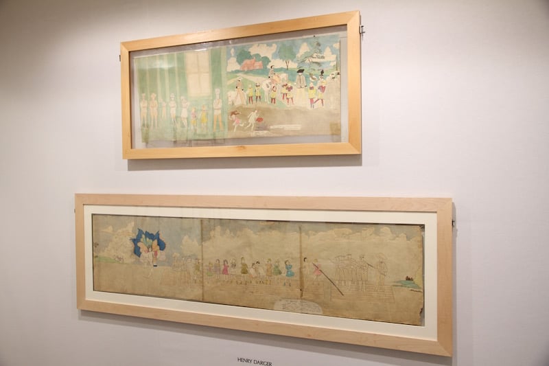 Drawings by Henry Darger at Carl Hammer Gallery, Chicago. Photo: Henri Neuendorf