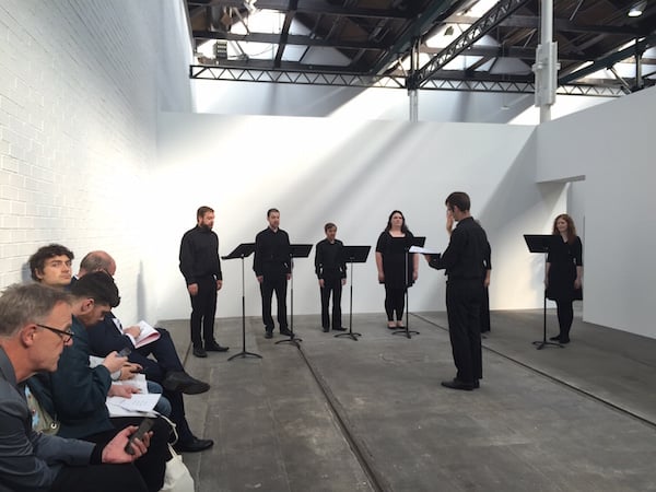 Performance of Janice Kerbel’s DOUG (2014) at the 2015 Turner Prize exhibition in Tramway, Glasgow.<br>Photo: Lorena Muñoz-Alonso