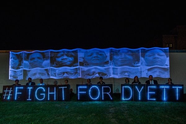 Overpass Light Brigade and Milwaukee Teacher's Education Association stage an action in solidarity with Dyett
