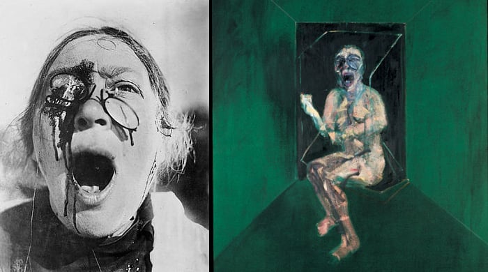 Left: Still from “Battleship Potemkin,” directed by S.M. Eisenstein, 1925. Right: Study for the Nurse (detail), Francis Bacon, 1957.