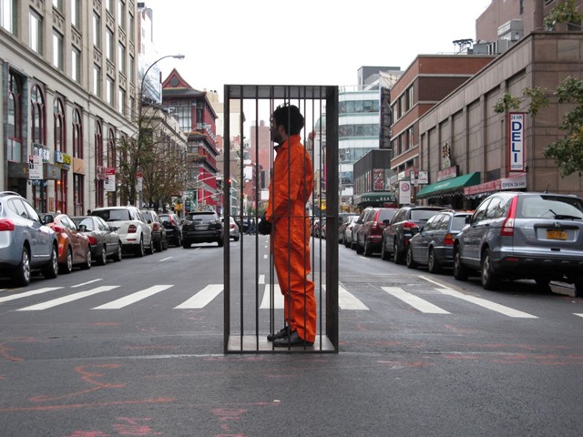 Artist Lech Szporer in the Cage Project.<br>Photo Hannes Charen, via the Cage Project.
