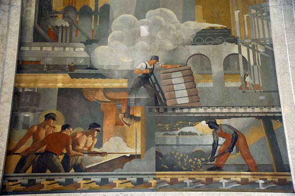 John Warner Norton's companion mural to The Old South, which some are calling to be removed from the Jefferson County Courthouse in Alabama. Photo: Frank Couch.