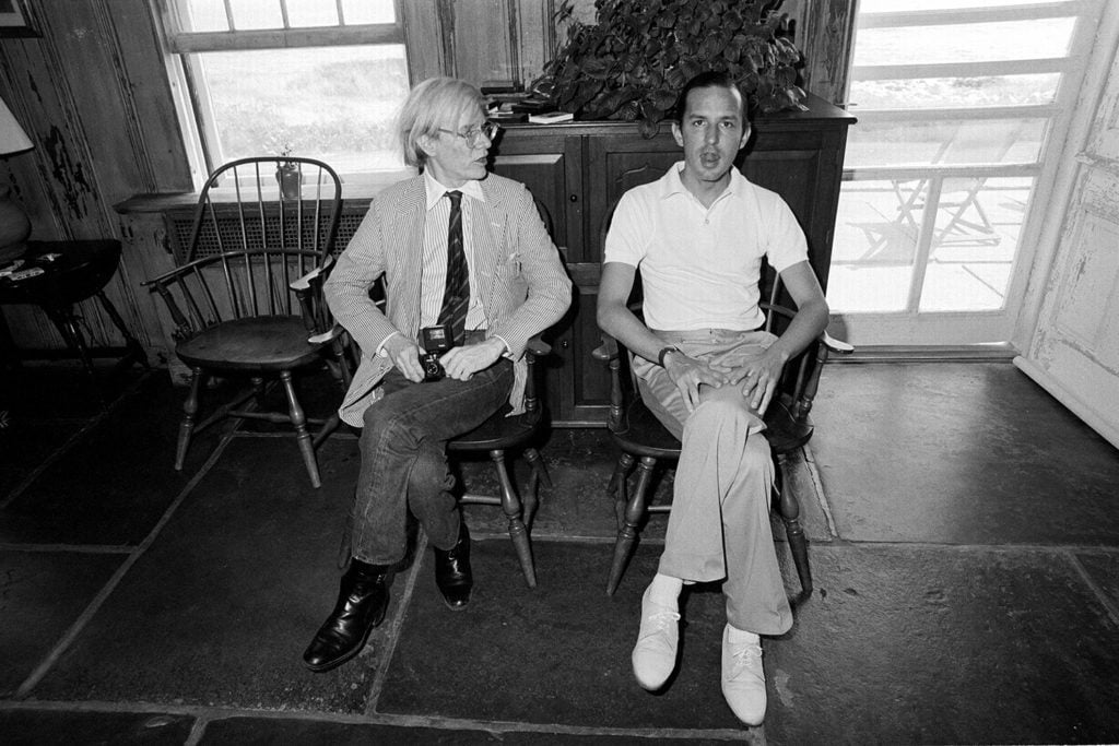 Warhol with his business manager Fred Hughes at Eothen. Photo: Douglas Elliman.