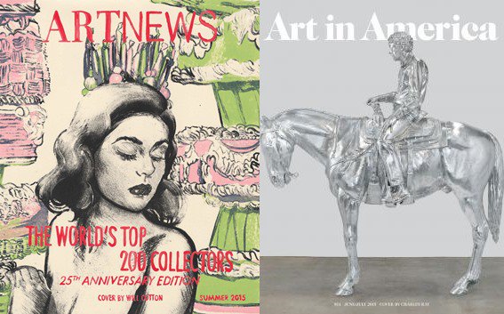 The current covers of <i>ARTnews</i> and <i>Art in America</i> magazines.