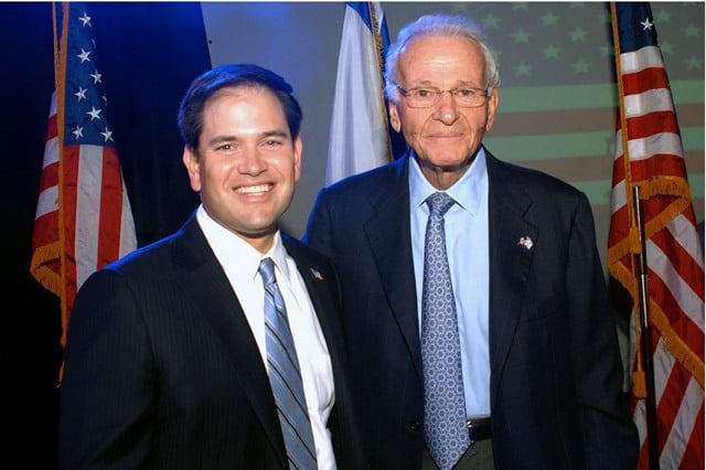 Marco Rubio and Norman Braman.<br>Photo via Greater Miami Jewish Federation.