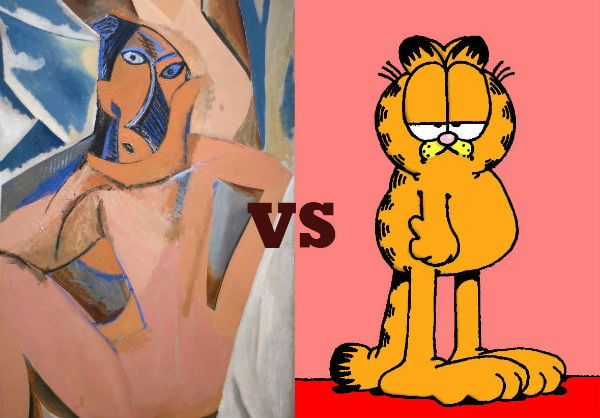 Detail of Pablo Picasso's Les Demoiselles d'Avignon (1907) from the Museum of Modern Art, and beloved cat Garfield