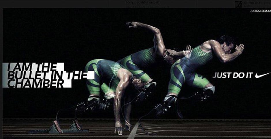 Nike failed to take down this billboard after sprinter Oscar Pistorius was accused of shooting dead his girlfriend. Photo: ews.nationalpost.com
