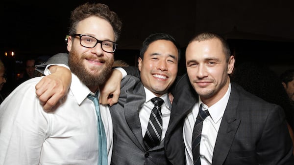 James Franco (R) with The Interview co-stars Seth Rogen (L) and Randall Park (C) Photo: Eric Charbonneau/Invision via Variety Magazine