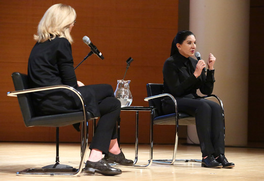 Catherine Morris and Marina Abramović. Photo: Astrid Stawiarz for Getty Images.